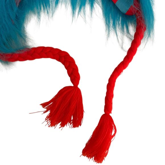 Universal Studios Thing 1 2 Fuzzy Dr Seuss Hat Drawstring Funny Adult - Picture 3 of 9